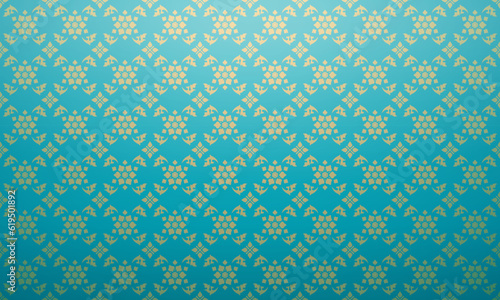 Luxury Thai pattern gold and turquoise theme background vector illustration. Lai Thai element pattern.