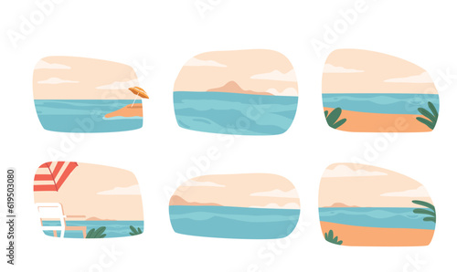 Set Picturesque Landscapes With A Serene Seaside Under The Warm Sun, Adorned With Lush Green Leaves, Daybed or Umbrella
