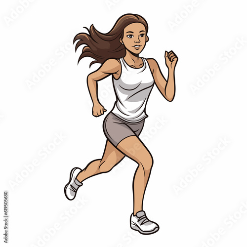 Female runner hand-drawn illustration. Female runner. Vector doodle style cartoon illustration