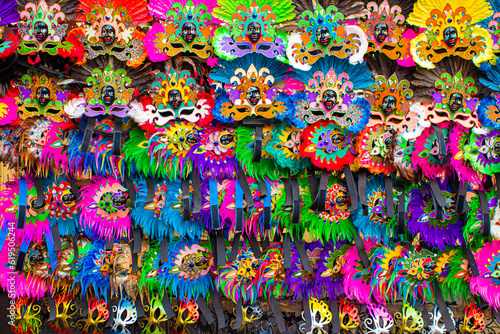 Mini Masks sold on the streets of Kalibo, Aklan, Philippines for the Ati-Atihan Festival in celebration of the Sto Nino photo