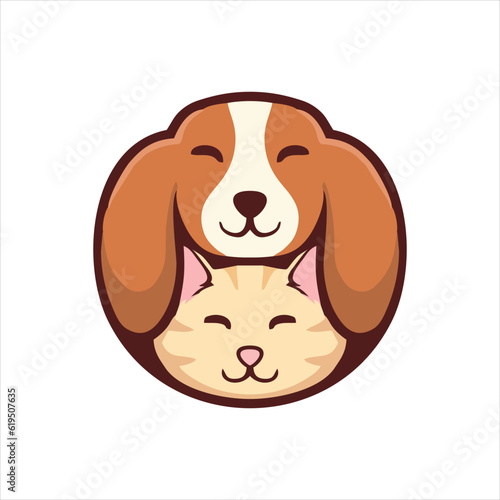cute dog and cat heads