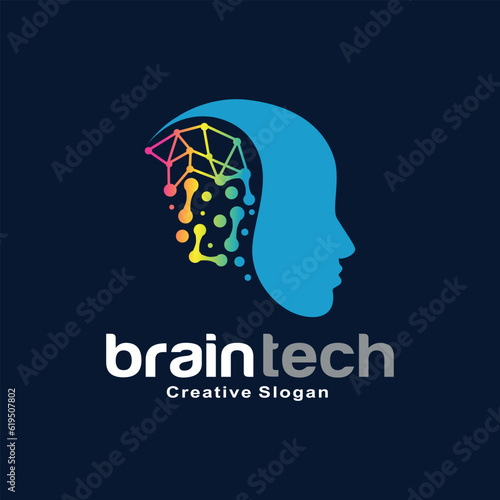 Vector brain logo with modern concept