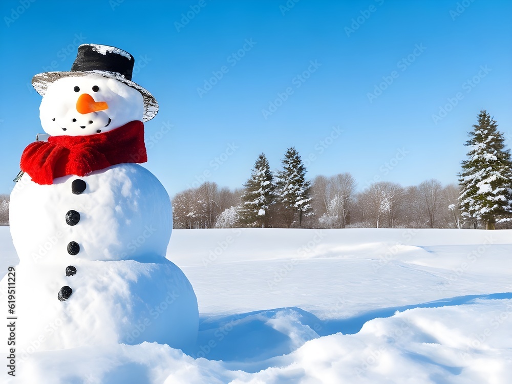 Obraz premium Cheerful Snowman in A Winter Wonderland