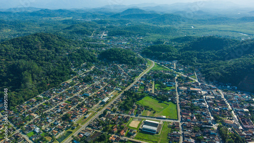 Bild auf Leinwand Visão aérea da cidade de Antonina no interior do estado do paraná brasil vista do alto por um drone em 2023