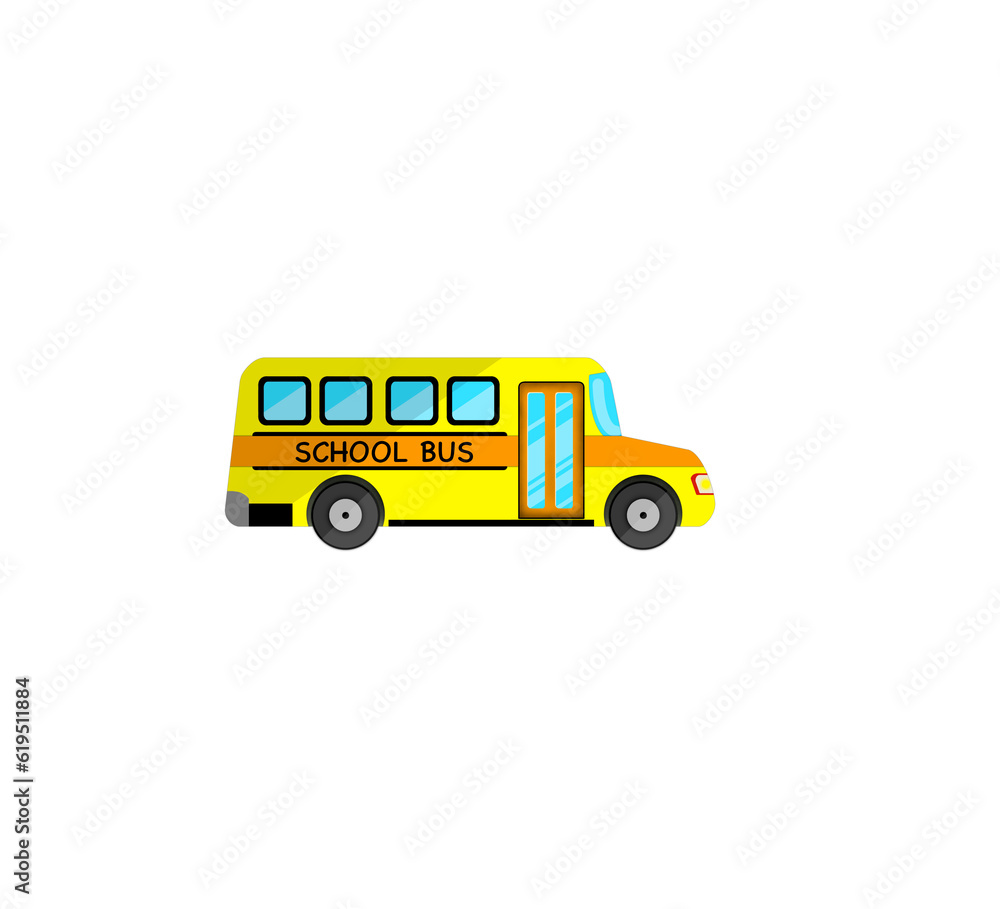 Yellow classic school bus. Side view. American education, Yellow School Bus, Back to School Concept, Students Transportation Vehicle Flat Style, Students Transportation, transparent background PNG