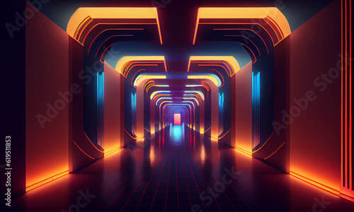 futuristic background tunnel colorful