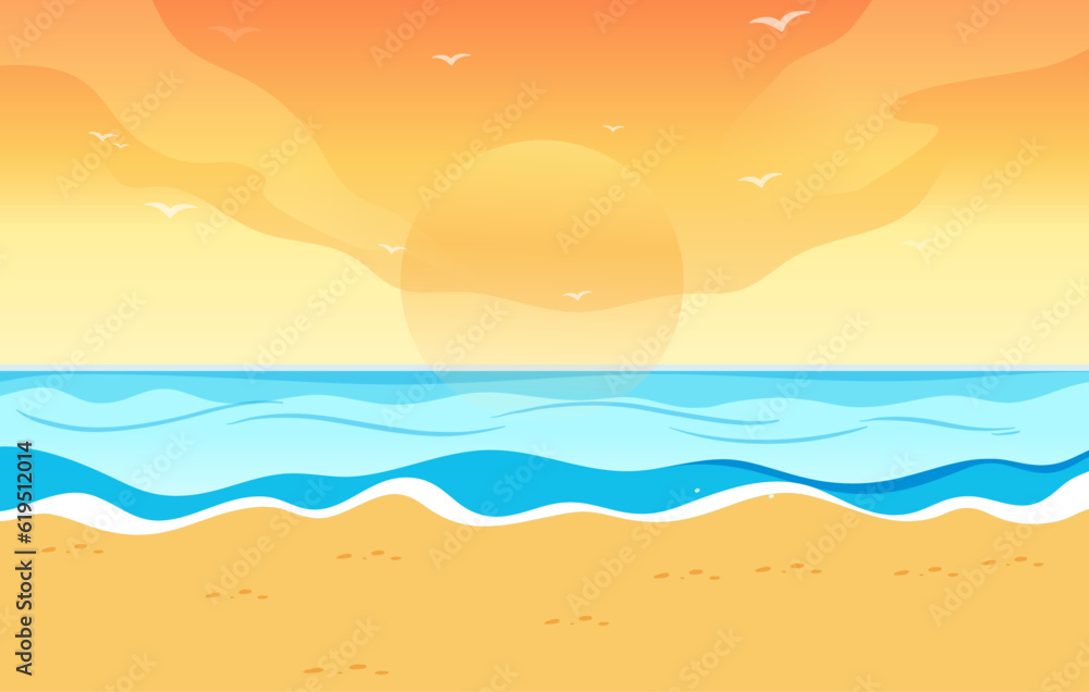 beach landscape summer sunset background