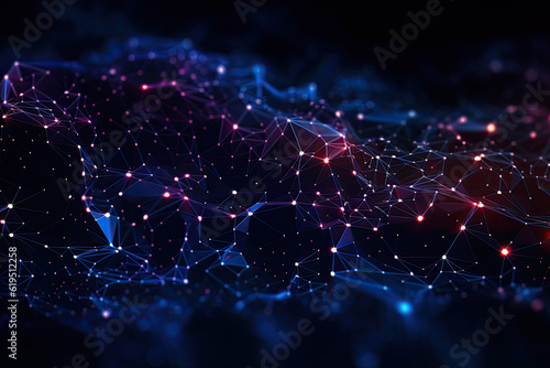 A high-tech and futuristic abstract vector background with a dark blue color scheme. Generative AI.