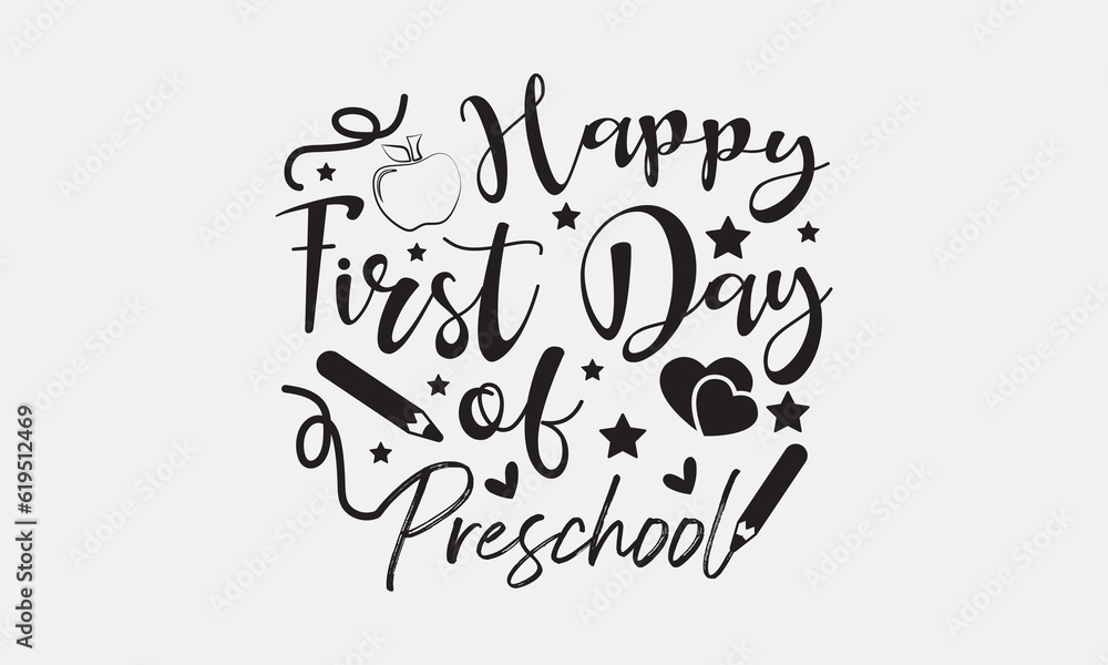 Happy first day of preschool svg, Teacher SVG Bundle, School and Teach