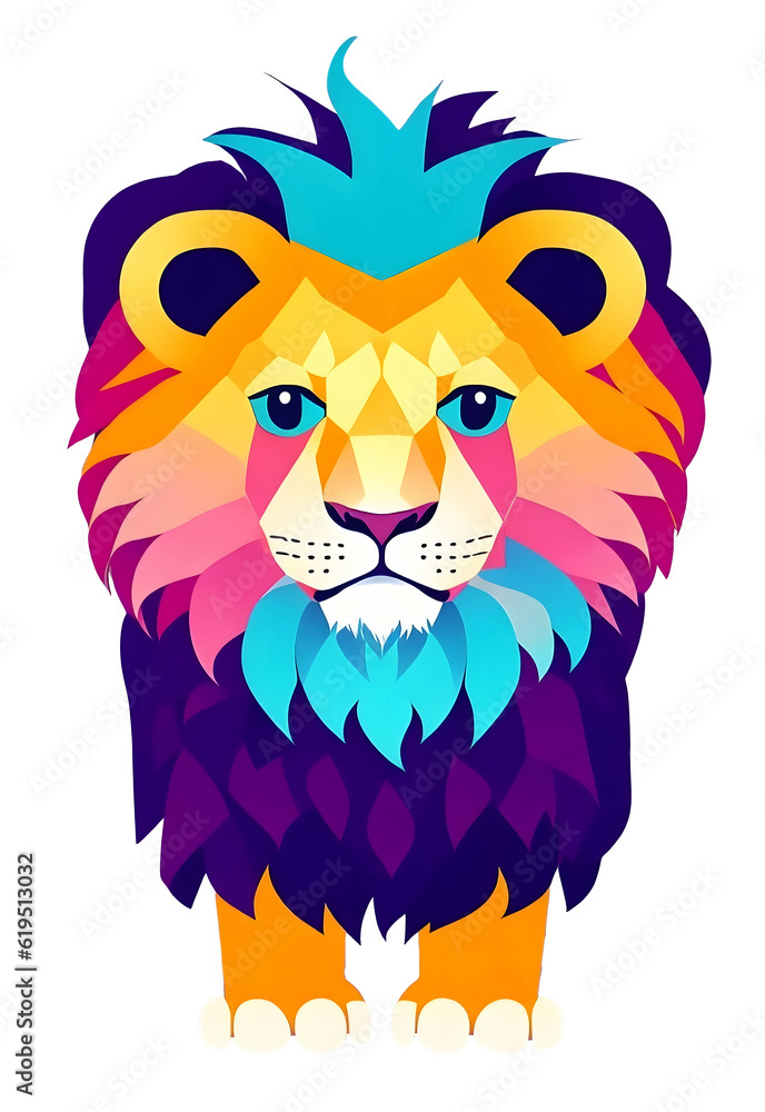 colorful lion cartoon illustration, ai generated colorful lion cartoon illustration, ai generated