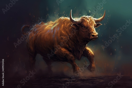 Bull run animal. Generate Ai photo