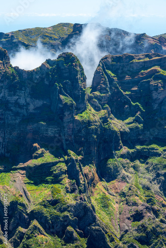 Scenic landscape on Pico Ruivo mountain in Madeira, Portugal