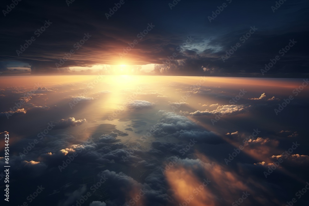 Clouds sunset view airplane. Generate Ai Clouds sunset view airplane. Generate Ai