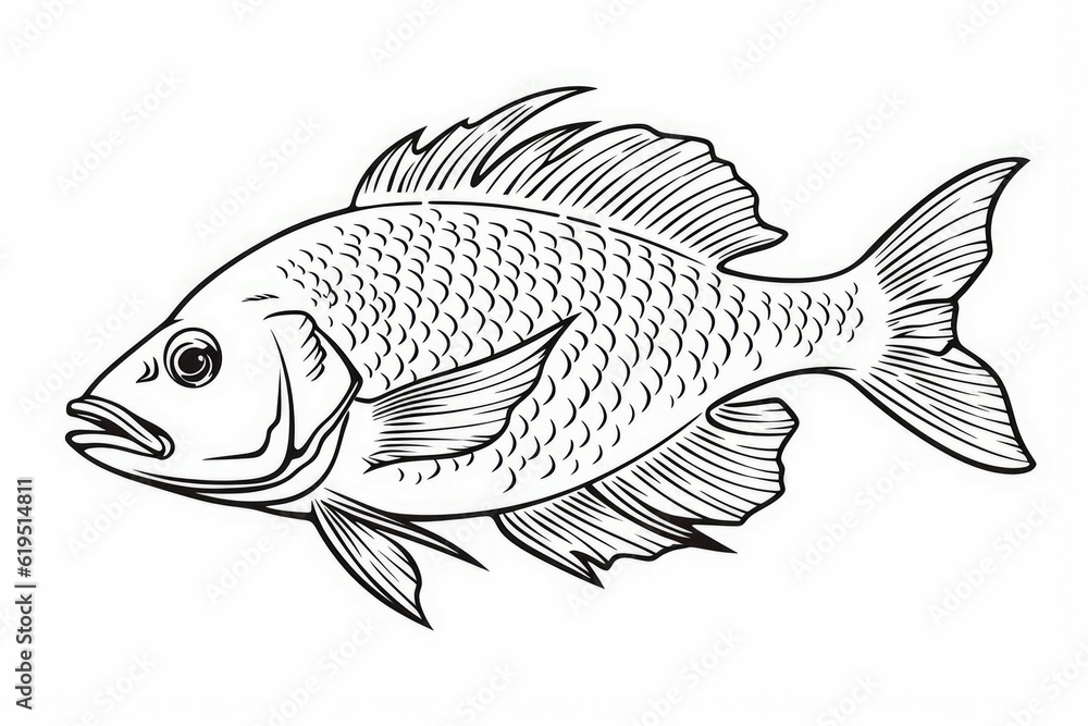 Coloring book fish. Generate Ai