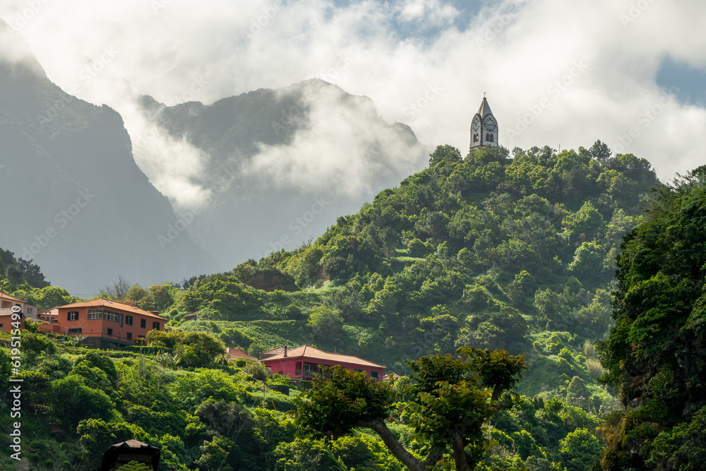 Picturesque village of Sao Vincente in the mountains of Madeira island, Portugal Picturesque village of Sao Vincente in the mountains of Madeira island, Portugal