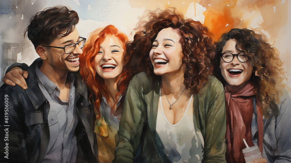 group of people laughing together 