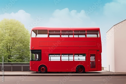 фотография Double decker bus background. Generate Ai