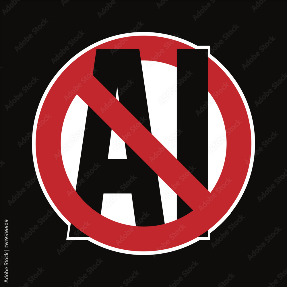 Isolated illustration on no AI or do not use artificial intelligence, forbidden to use computer generated image in white background Isolated illustration on no AI or do not use artificial intelligence, forbidden to use computer generated image in white background