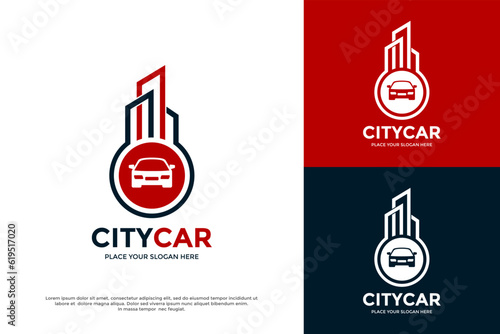 City car vector logo template. This design use car and building symbol. Suitable for business, automotive.