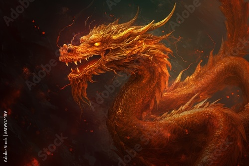 Fire chinese dragon. Generate Ai