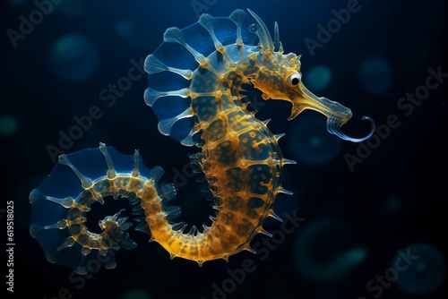 Glowing seahorse. Generate Ai