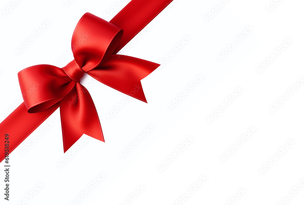 Red satin ribbon with bow isolated on white background Red satin ribbon with bow isolated on white background
