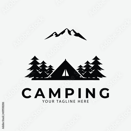 camping mountain logo line art design