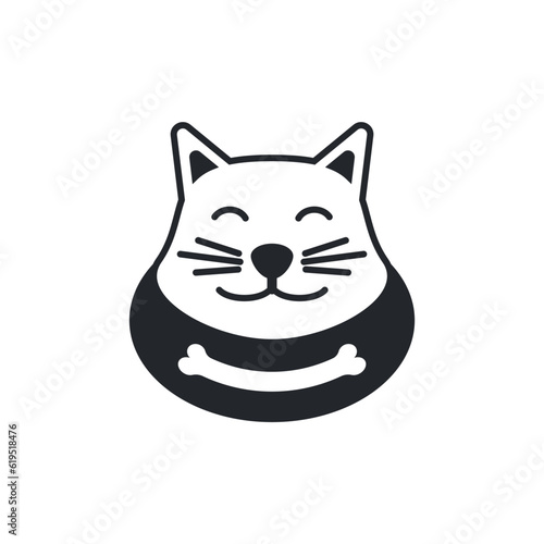 Cat head Logo. Home pets Logo design vector template. Animals Veterinary clinic Logotype concept outline icon.