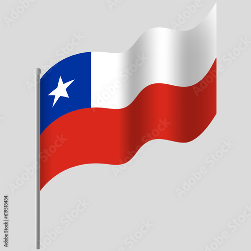 Free Download Waved Chile flag. Chilean flag on flagpole. Vector emblem of Chile - GFXLoad