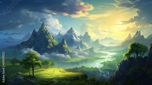 Mysterious and beautiful scenery with vegetation game art