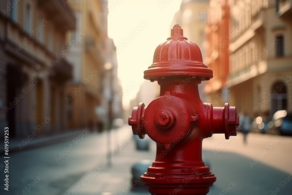 Hydrant street city closeup. Generate Ai Hydrant street city closeup. Generate Ai