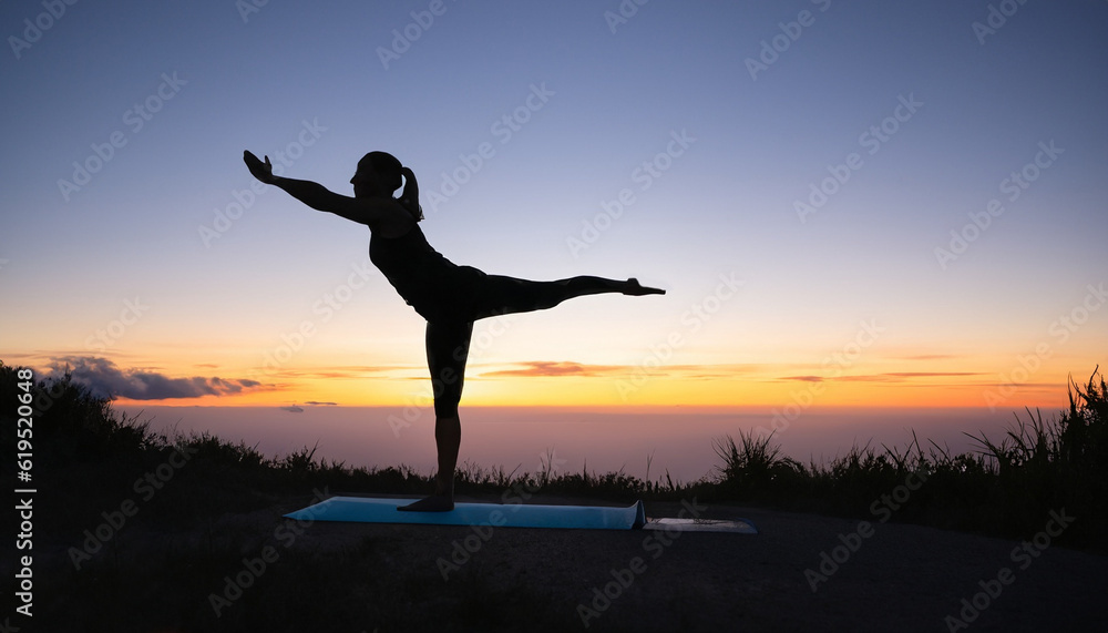 silhouette of a person yoga exercises