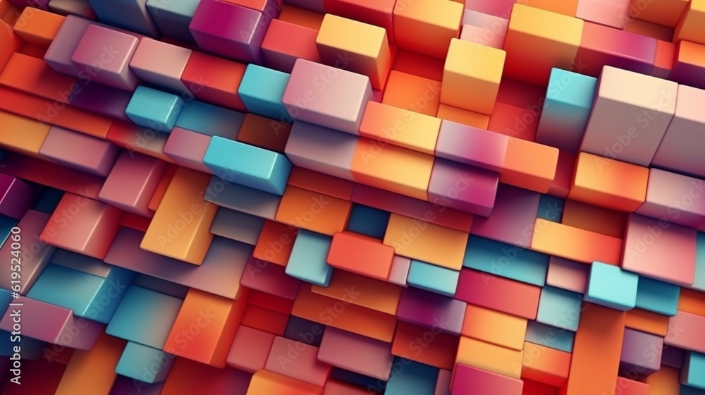 Multicolored Tech Background with a Geometric 3D Struc.Generative AI Multicolored Tech Background with a Geometric 3D Struc.Generative AI