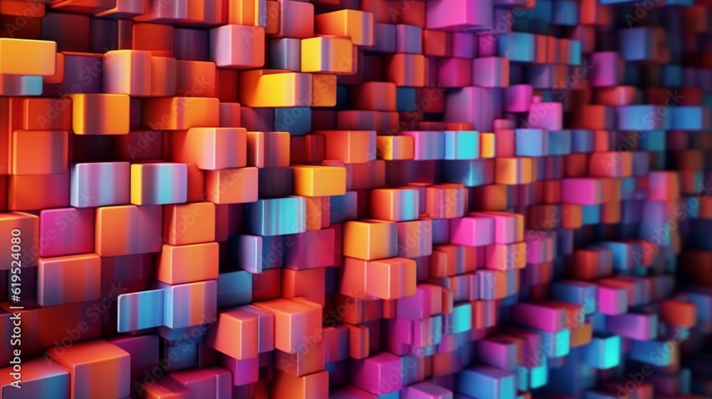 Multicolored Tech Background with a Geometric 3D Struc.Generative AI Multicolored Tech Background with a Geometric 3D Struc.Generative AI