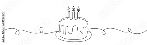Birthday cake line art vector illustration