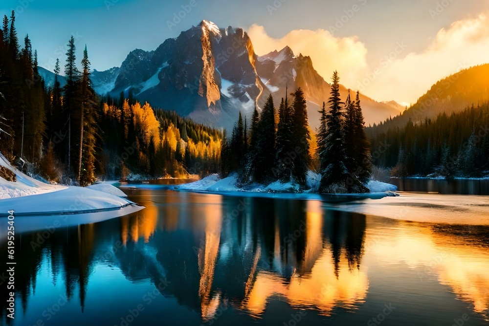 Fototapeta premium sunset in the mountains