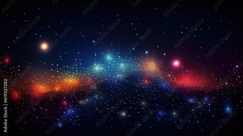 Abstract technology background with glowing lines and dots