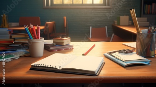 Wallpaper Mural Office table with notepad, pencils and other supplies Torontodigital.ca