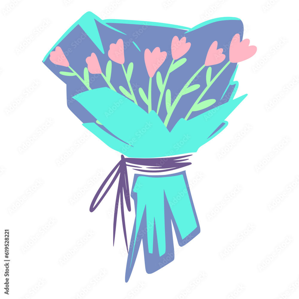 Flower bouquet illustration cartoon vector art cute Stock Vector