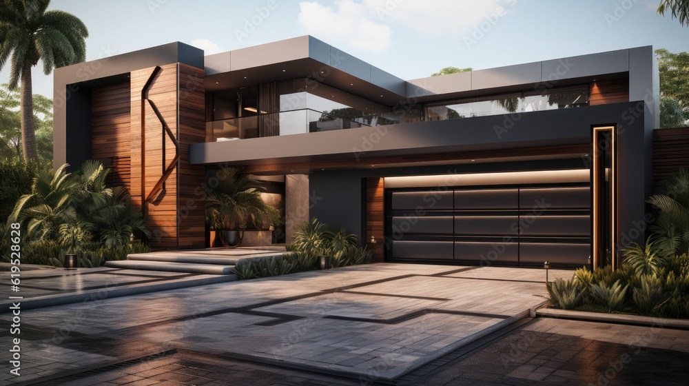 Modern style front gate in modern style house. Modern style front gate in modern style house.