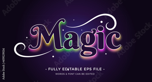 Magic dark rainbow text effect editable