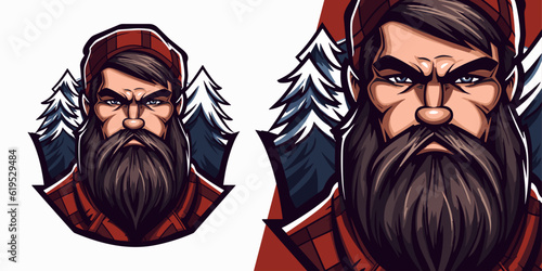 Illustrated Lumberjack Logo Mascot: Dynamic Vector Graphic for Gaming Teams