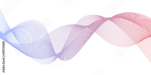 abstract lines blue gradient pink curve wave white background.Wave of the many colored lines. Abstract wavy stripes on a white background isolated. Design used for banner, template, science, business.