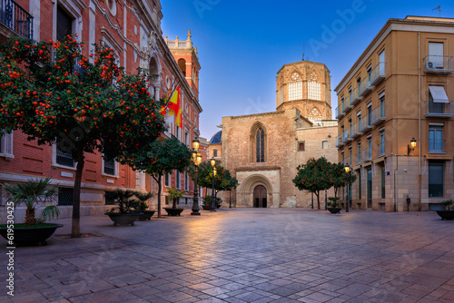 Beautiful architecture of Valencia city at dawn, Spain