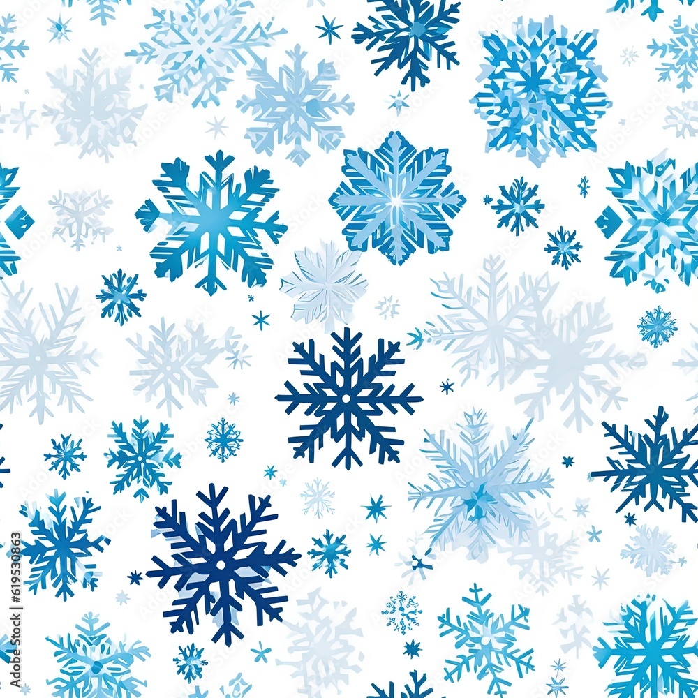Collection of snowflakes, modern flat design. Can be used for printed materials - leaflets, posters, business cards or for web Generative AI