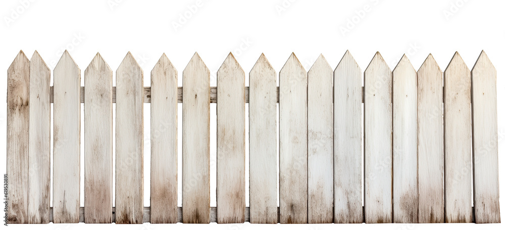 old painted white wooden fence on transparent background, png old painted white wooden fence on transparent background, png