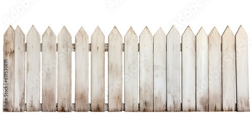 Fotografia old painted white wooden fence on transparent background, png