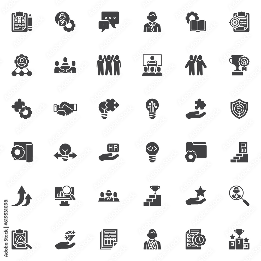 Business management vector icons set Business management vector icons set
