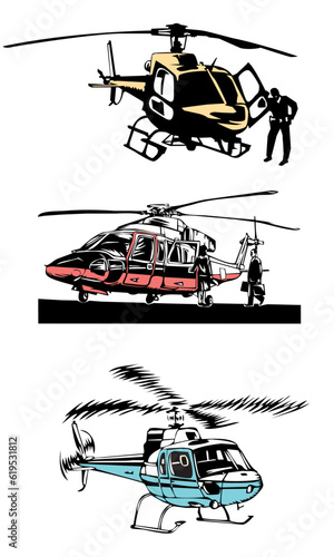 three helicopters