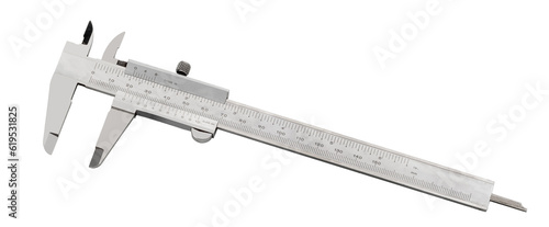 Fotografía Vernier caliper with metric and inch scales isolated
